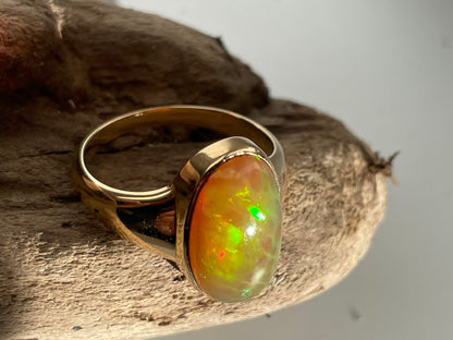 Handcrafted Ethiopian Opal Ring in 18ct Gold