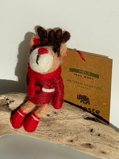 Handcrafted Wool Felt Superhero Rudolph Decoration