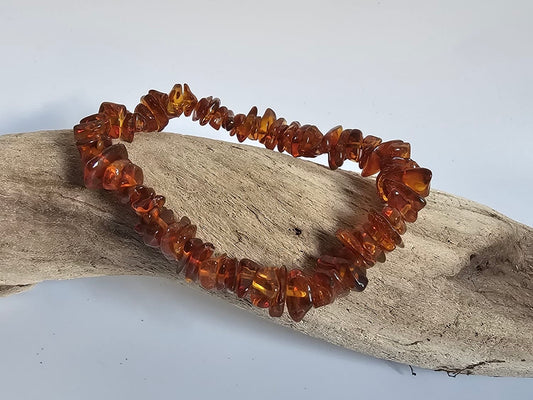 Handcrafted Baltic Cognac Amber Chip Bracelet