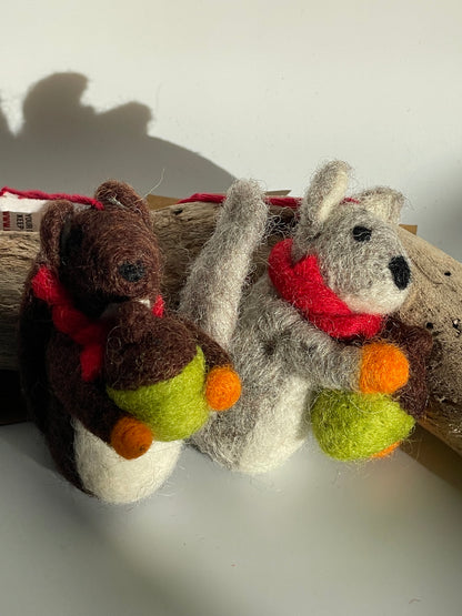 Handcrafted Wool Felt Squirrel Decoration