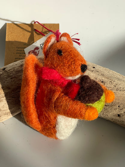 Handcrafted Wool Felt Squirrel Decoration