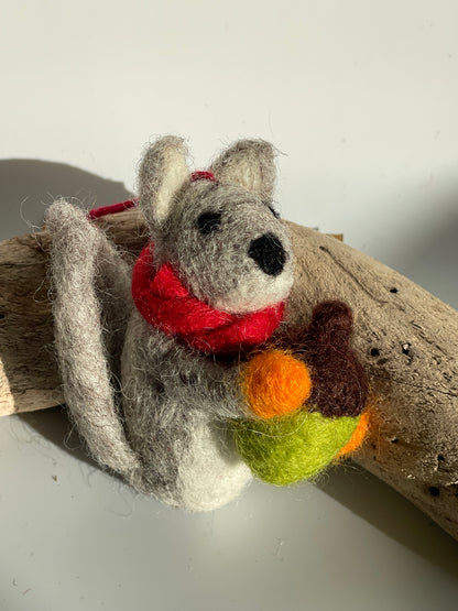 Handcrafted Wool Felt Squirrel Decoration