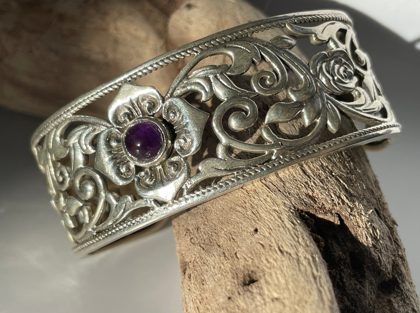 Silver Amethyst Cuff