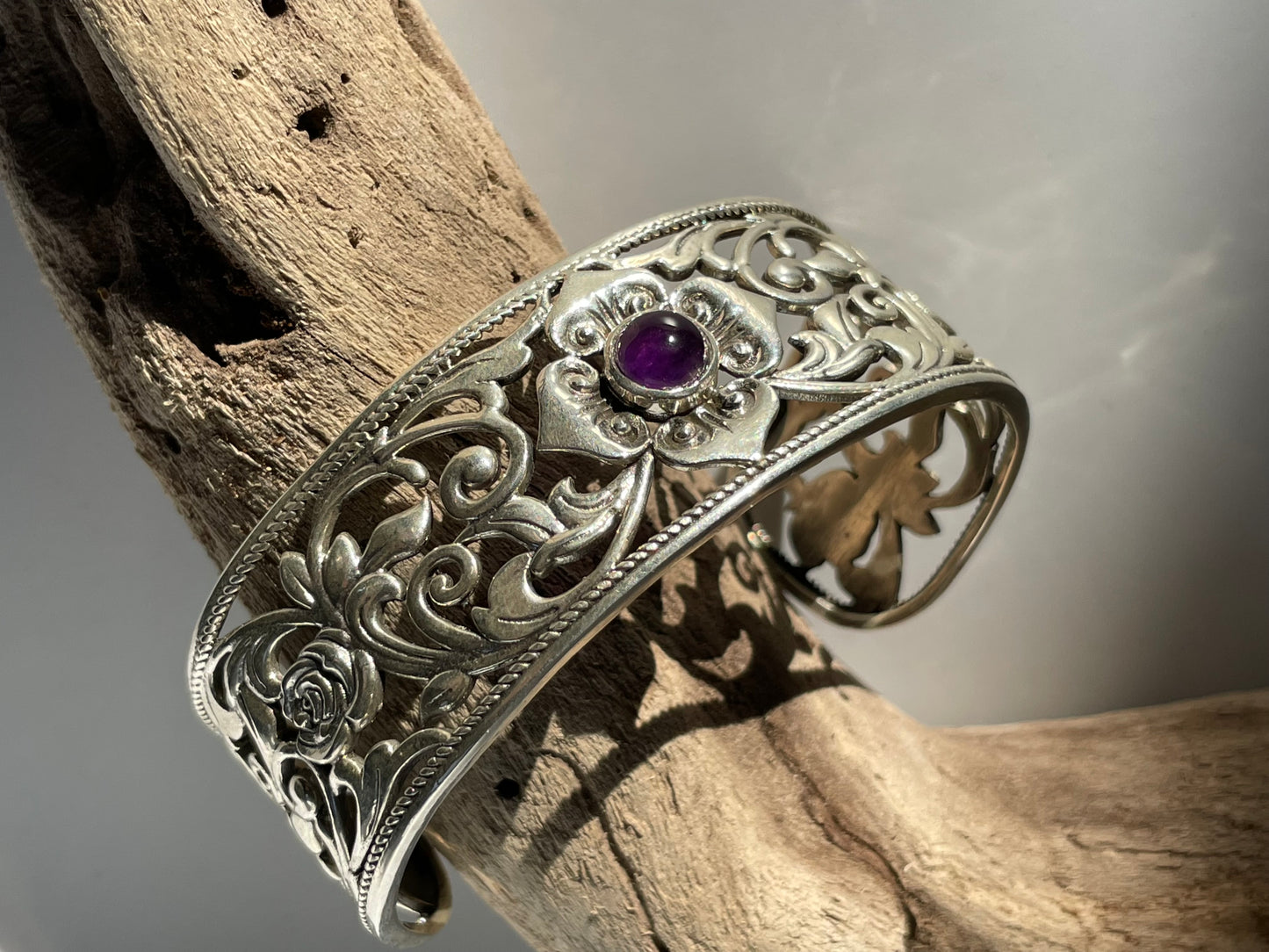 Silver Amethyst Cuff