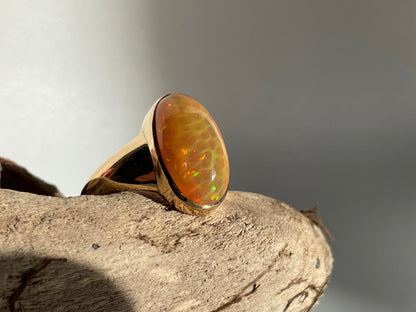 Handcrafted Ethiopian Opal Ring in 18ct Gold