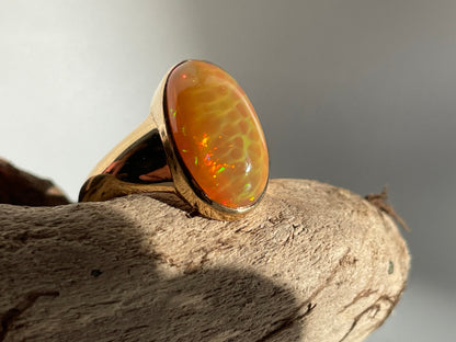 Handcrafted Ethiopian Opal Ring in 18ct Gold