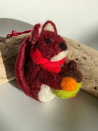 Handcrafted Wool Felt Squirrel Decoration