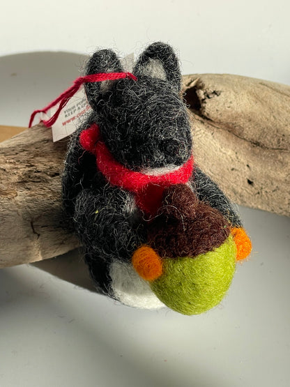 Handcrafted Wool Felt Squirrel Decoration