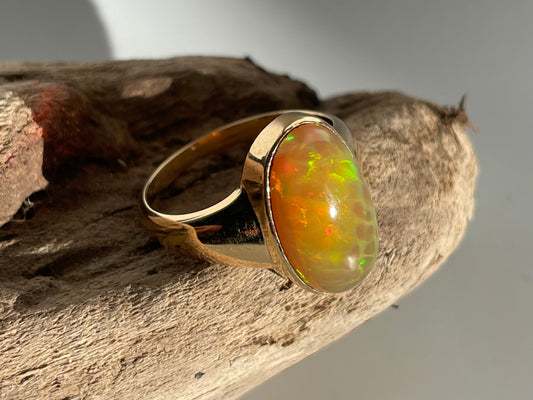 Handcrafted Ethiopian Opal Ring in 18ct Gold