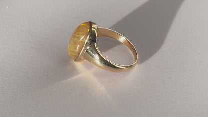 Handcrafted Ethiopian Opal Ring in 18ct Gold